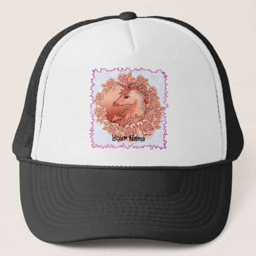 Vintage Rose Unicorn Trucker Hat