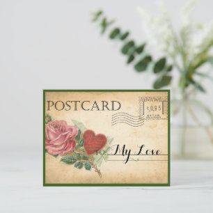 Vintage Rose Valentine Postcard