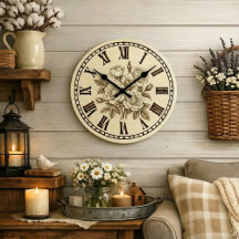 Vintage Rose Wall Clock 