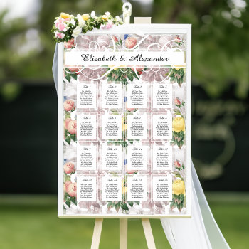 Vintage Rose Wedding 16 Table Seating Chart by BridalSuite at Zazzle