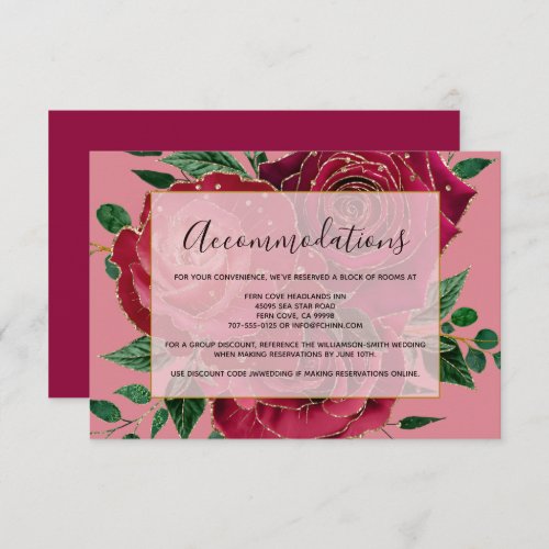 Vintage Rose Wedding Accommodations Enclosure Card