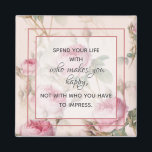 Vintage Rose Wedding Favor Magnet<br><div class="desc">A lovely little gift for your wedding guests!  This 2"x2" vintage rose magnet with inspirational messaging can go home with your attendees and then be utilized on their refrigerators or file cabinets and will always remind them of your special day.</div>