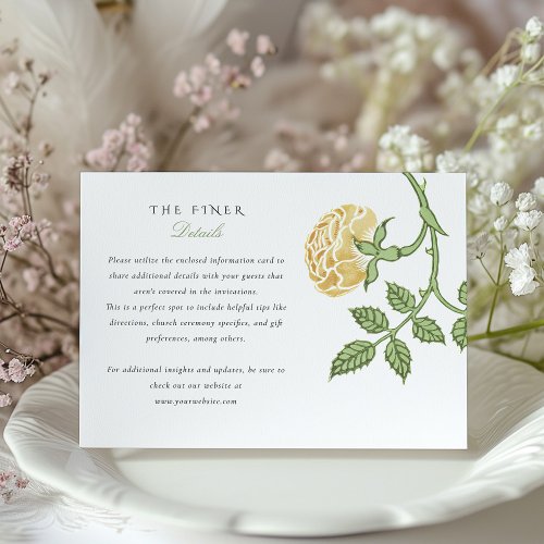 Vintage Rose Wedding Information Card