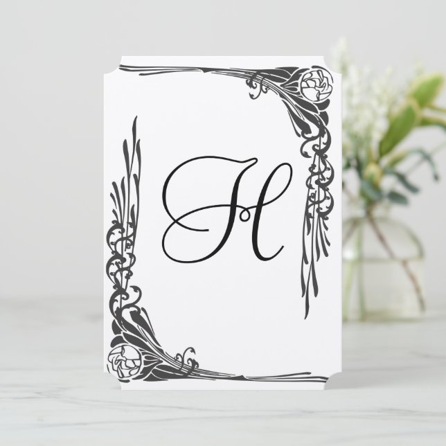 Vintage Rose Wedding Invitation Art Deco (Standing Front)