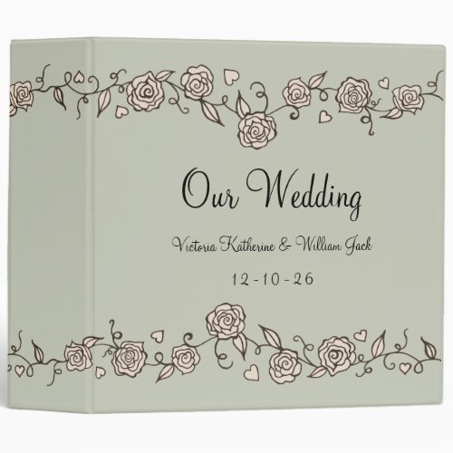 Vintage Rose Wedding Photo Album Binder