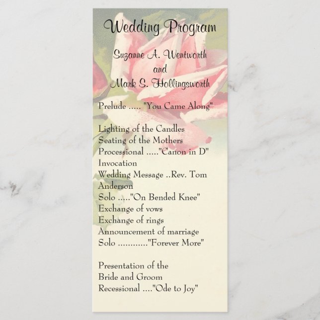 Vintage Rose Wedding Programs (Front)