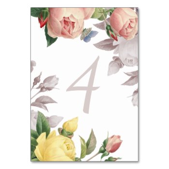 Vintage Rose Wedding Table Numbers by BridalSuite at Zazzle