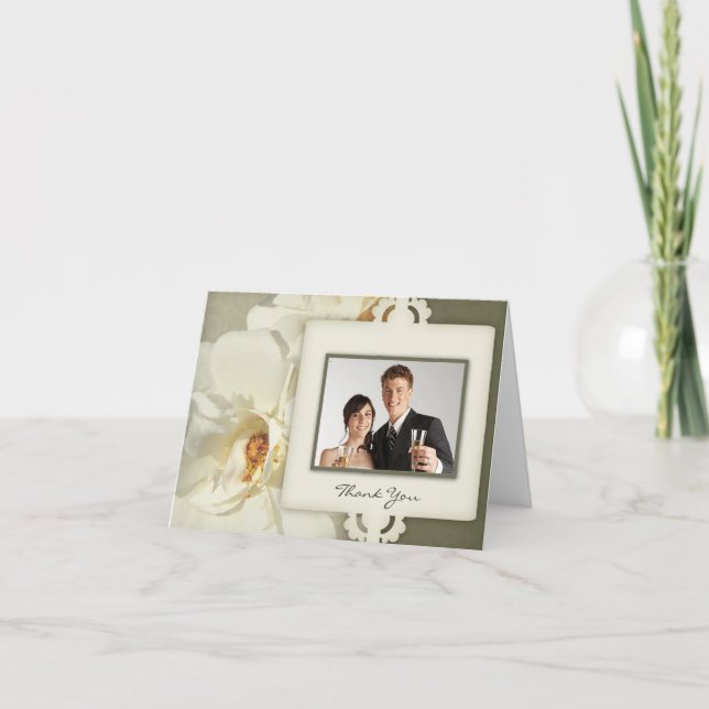 Vintage Rose Wedding Thank You Cards (Front)