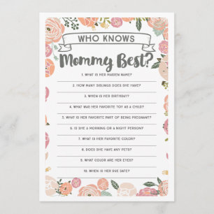 Vintage Rose Who Knows Mommy Best Baby Shower Game Invitation