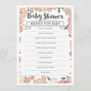 Vintage Rose Wishes For Baby - Baby Shower Game Invitation
