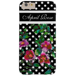 Vintage rose with black and white polka-dots barely there iPhone 6 plus case