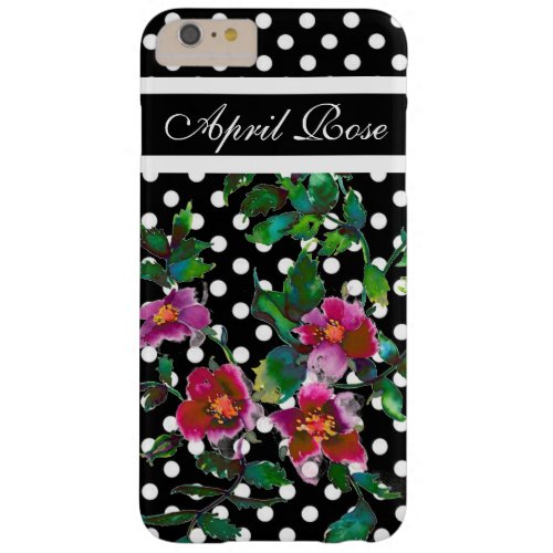 Vintage rose with black and white polka_dots barely there iPhone 6 plus case