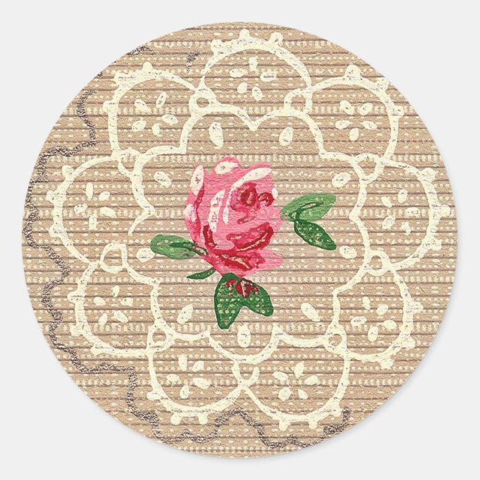 Vintage Rosebud Crochet Wallpaper Design Sticker