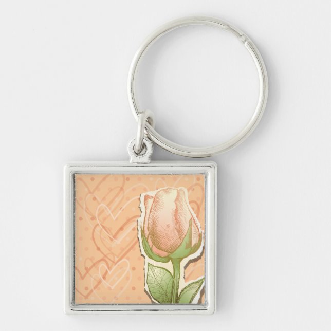 Vintage rosebud, keychain (Front)
