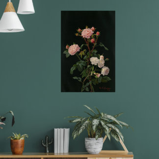 Vintage Roses against black background Poster