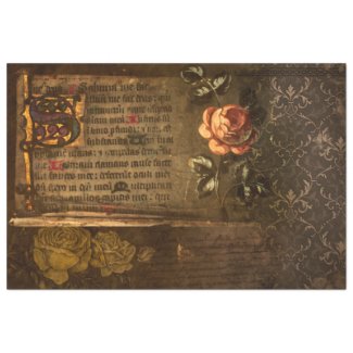 Vintage Roses and Ancient Text Decoupage Tissue Paper