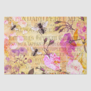 Vintage Roses and Bees Decoupage Tissue Paper