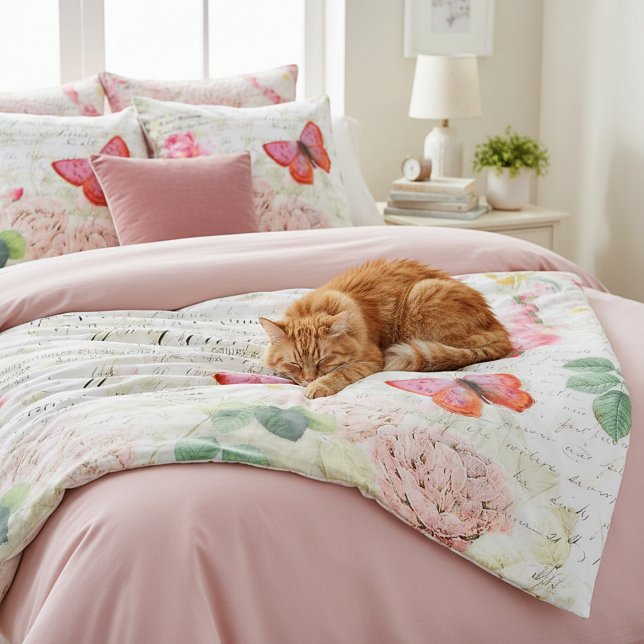 Vintage roses and butterfly fleece blanket (Creator Uploaded)