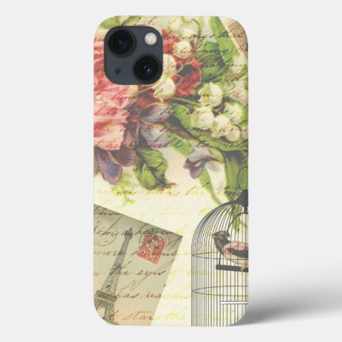 Vintage Roses and Caged Bird iPhone 13 Case