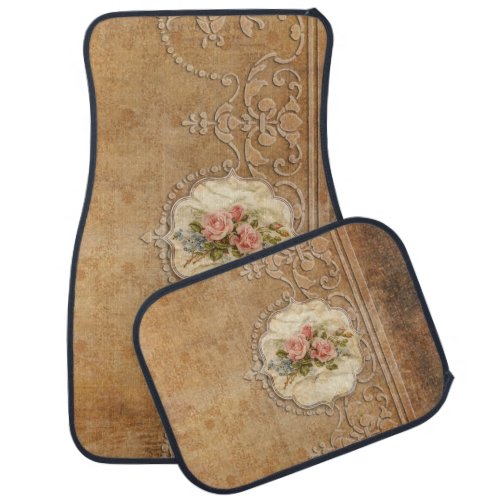 Vintage Roses and Embossed Engraving Car Mat