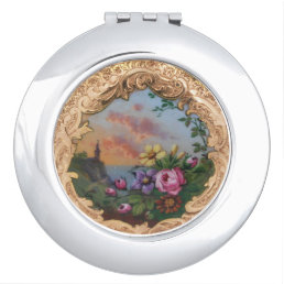 VINTAGE ROSES AND FLOWERS WITH LANDSCAPE VANITY MIRROR