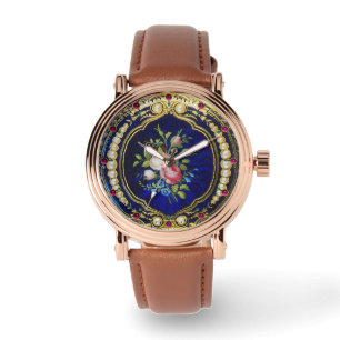 VINTAGE ROSES AND FLOWERS WITH PEARLS WATCH