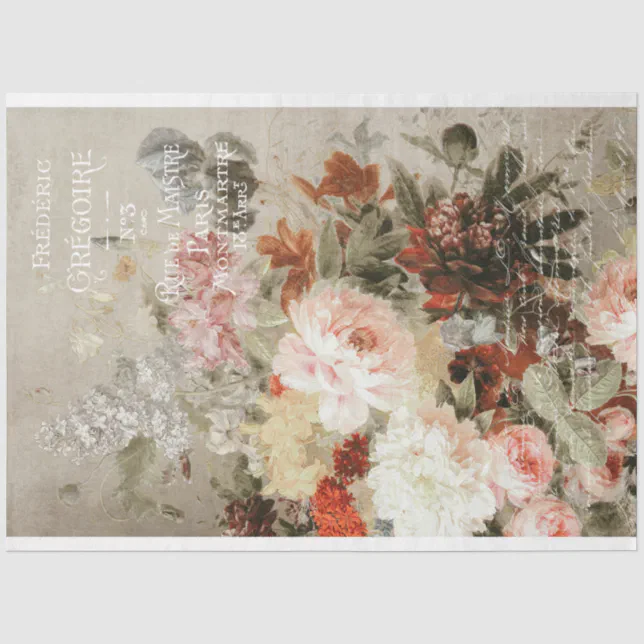 Vintage Roses and French Ephemera Decoupage Tissue Paper | Zazzle