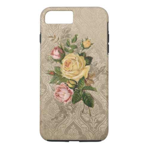 Vintage Roses and Gold Damask iPhone 8 Plus7 Plus Case