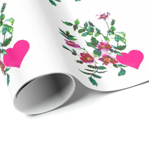 Vintage Roses and Hearts Wrapping Paper