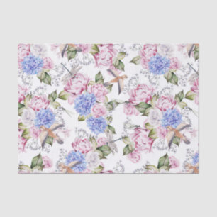 Vintage Roses and Hydrangea Flowers Nature Tissue Paper