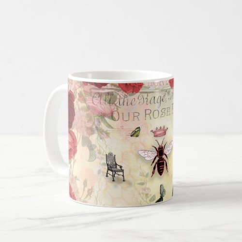 Vintage Roses and Queen Bee Coffee Mug