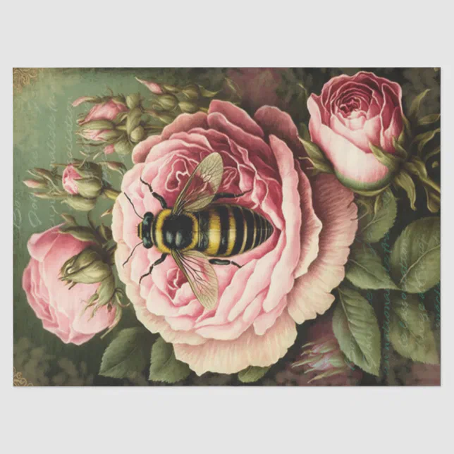 Vintage Roses and Queen Bee Decoupage Tissue Paper | Zazzle