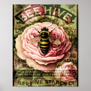 Vintage Roses and Queen Bee  Poster