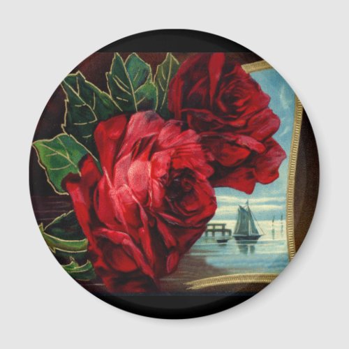 Vintage Roses and Sail Boat Magnet