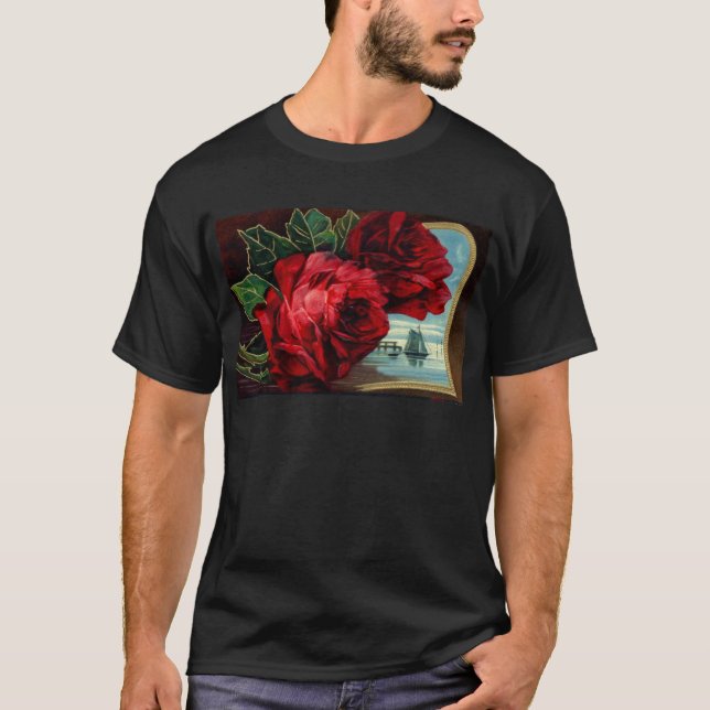 Vintage Roses and Sail Boat T-Shirt (Front)