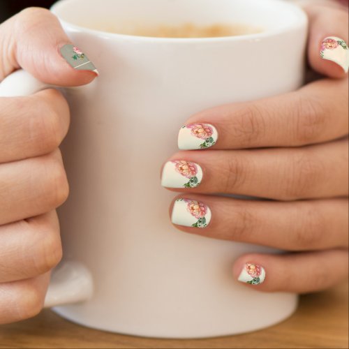 Vintage Roses and Stripes Minx Nail Art