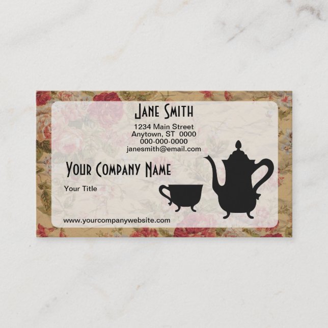 Vintage Roses and Tea Business Card (Front)