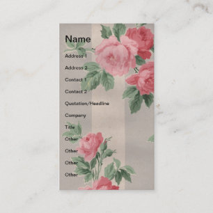 Vintage Roses and Vertical Lines Business Card