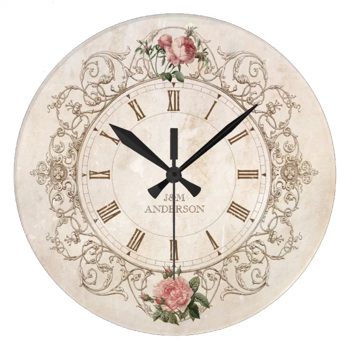 Vintage Roses Antique French Wall Clock Zazzle Com - Wall Clock In French