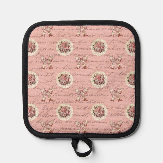 Vintage Roses Antique Letters Pot Holder (Front)