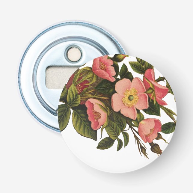 Vintage Roses Beautiful Pink Botanical Bottle Opener (Front)