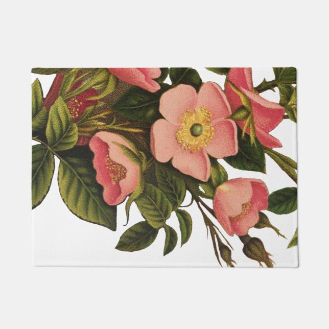 Vintage Roses Beautiful Pink Botanical Doormat (Front)