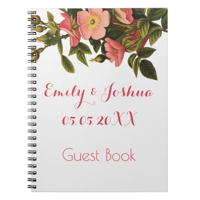 Vintage Roses Beautiful Pink Botanical Notebook (Front)