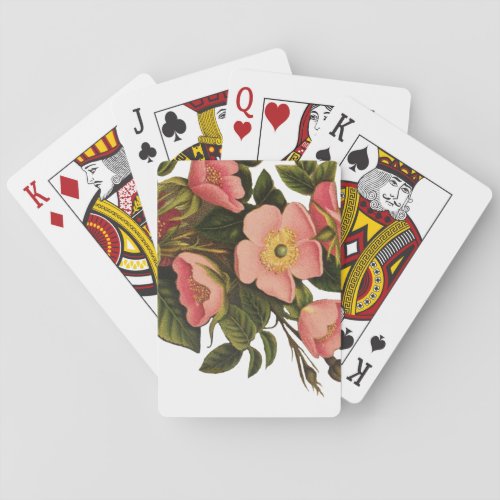 Vintage Roses Beautiful Pink Botanical Playing Cards