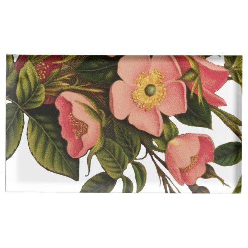 Vintage Roses Beautiful Pink Botanical Table Card Holder
