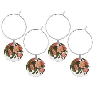 Vintage Roses Beautiful Pink Botanical Wine Charm