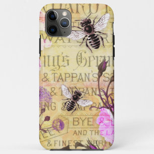 Vintage Roses Bees Ephemera Collage iPhone 11 Pro Max Case