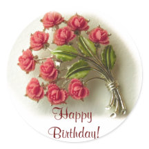 Vintage Roses Birthday Sticker