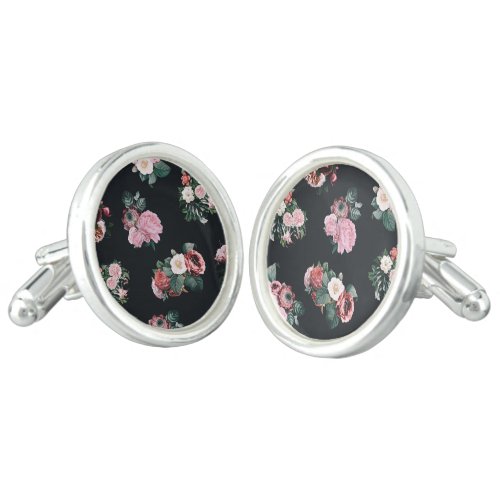 Vintagerosesblack rustic victorianclassychic cufflinks