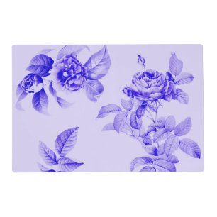 Vintage Roses Botanical Flowers Lavender Blue Placemat